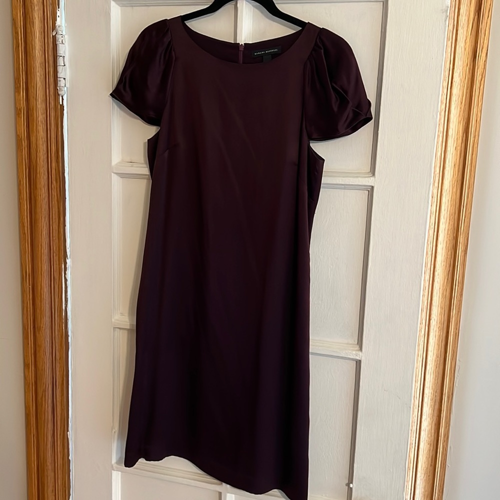 Banana Republic satin silk plum purple knee length dress